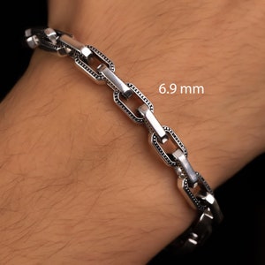 925 Sterling Silver Anchor Bracelet Men, Italian Oxidized Thick Cable Chain, Birthday Anniversary Gifts Jewelry Him Dad Husband Boyfriends