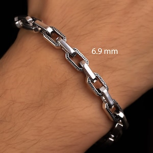 925 Sterling Silver Anchor Chain Bracelet Men, Italian Cable