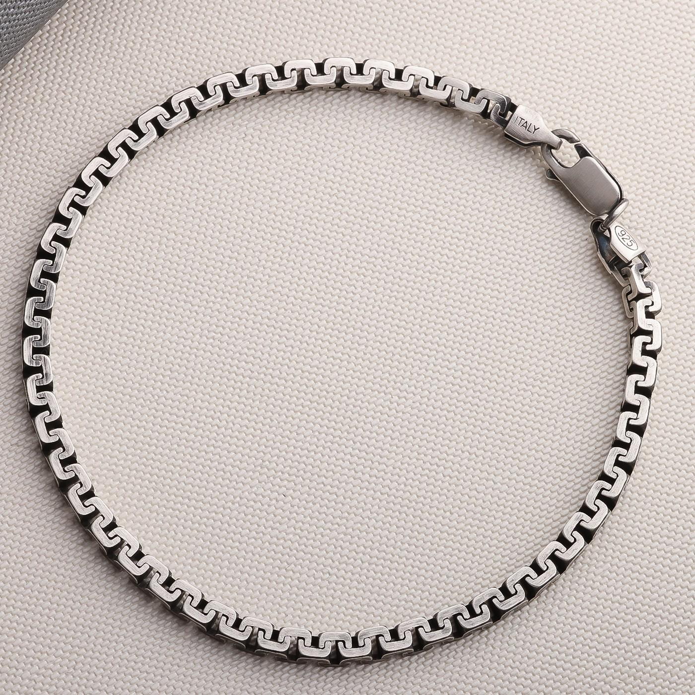 925 Sterling Silver Chain Bracelet Men, Cable Anchor, Cuban