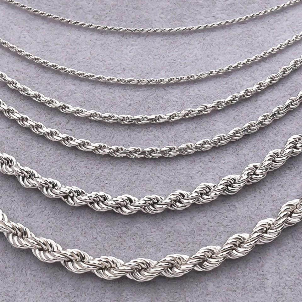 925 Sterling Silver Rope Chain Bracelet Men, Twist Diamond Cut