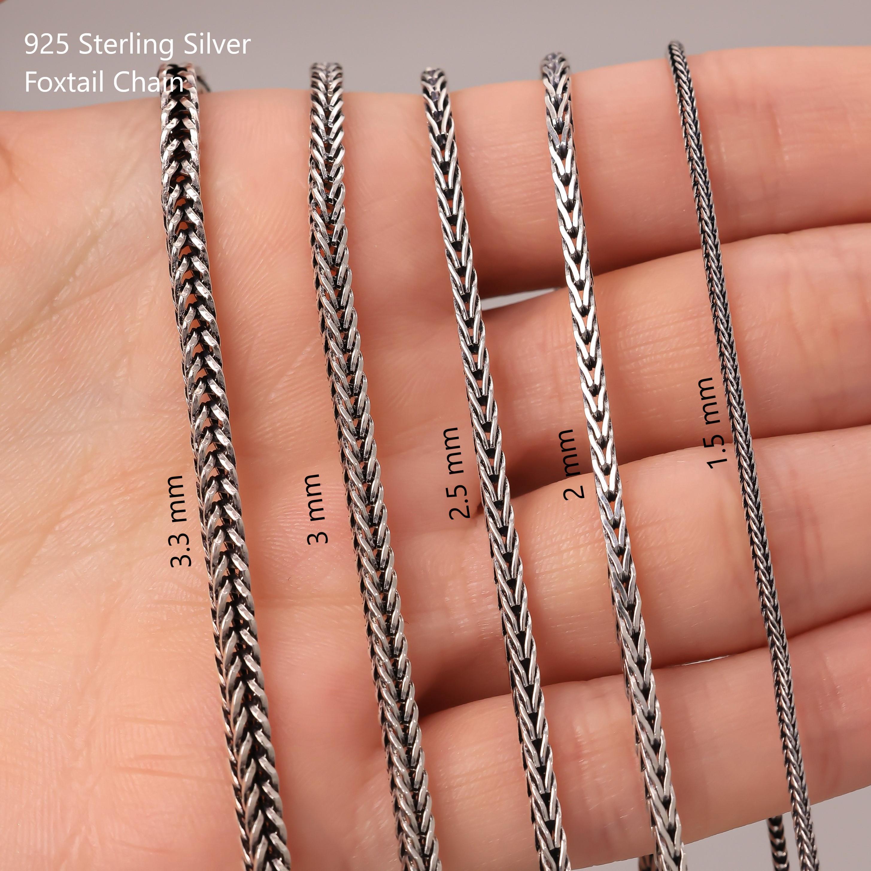 Foxtale Chain 925 Sterling Silver Foxtail Chain Necklace Men, Wheat Bali Oxidized ...