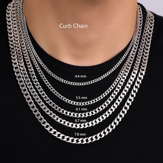 Sterling Silver Mens Cuban Link Chain Necklace