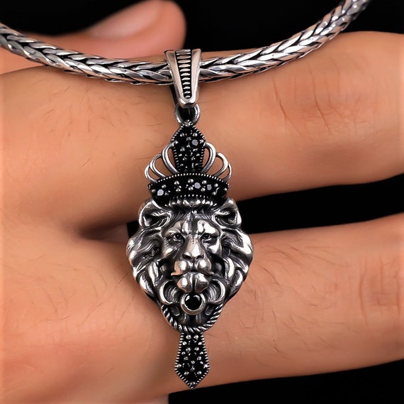 925 Sterling Silver Lion King Pendant Men, Wild Animal Head Oxidized Charm  Necklace Women, Birthday Anniversary Gift Jewelry Him Dad Son