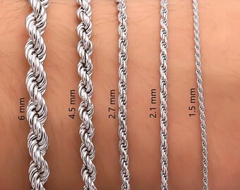 Heavy & Solid Sterling Silver Rope Chain Necklace 6mm 18 20 22 24 