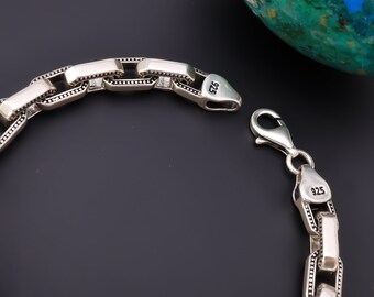 925 Sterling Silver Anchor Chain Bracelet Men, Italian Cable