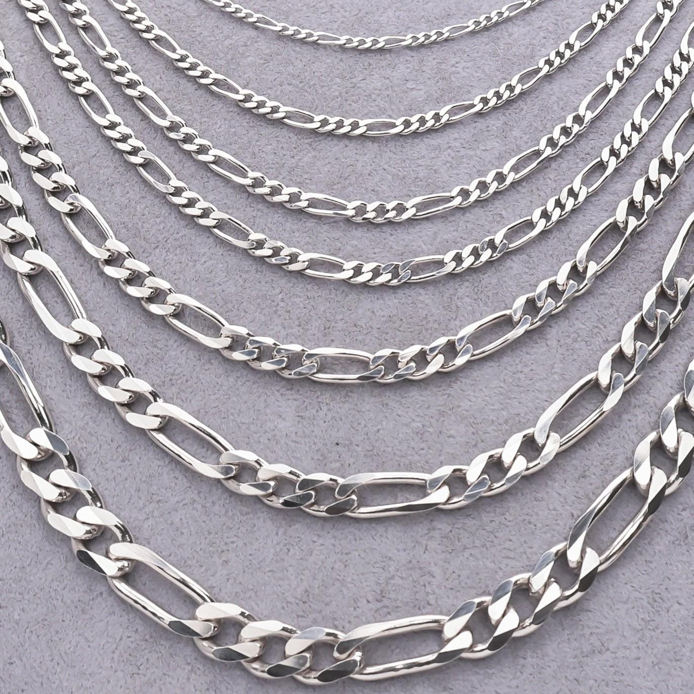 925 Sterling Silver Figaro Chain Bracelet Men, Figaro Solid Long