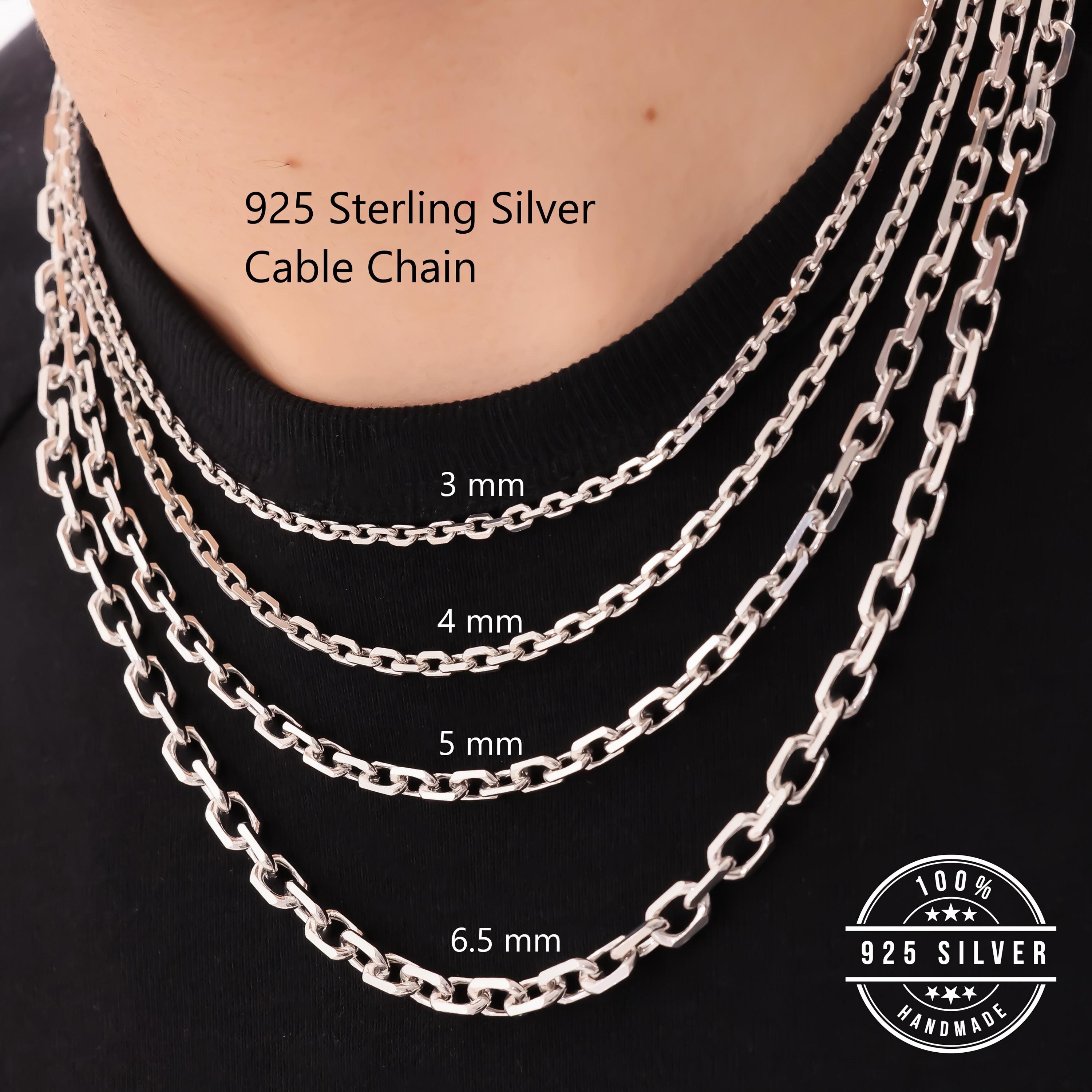 925 Sterling Silver Chain Necklace Men, Viking Byzantine