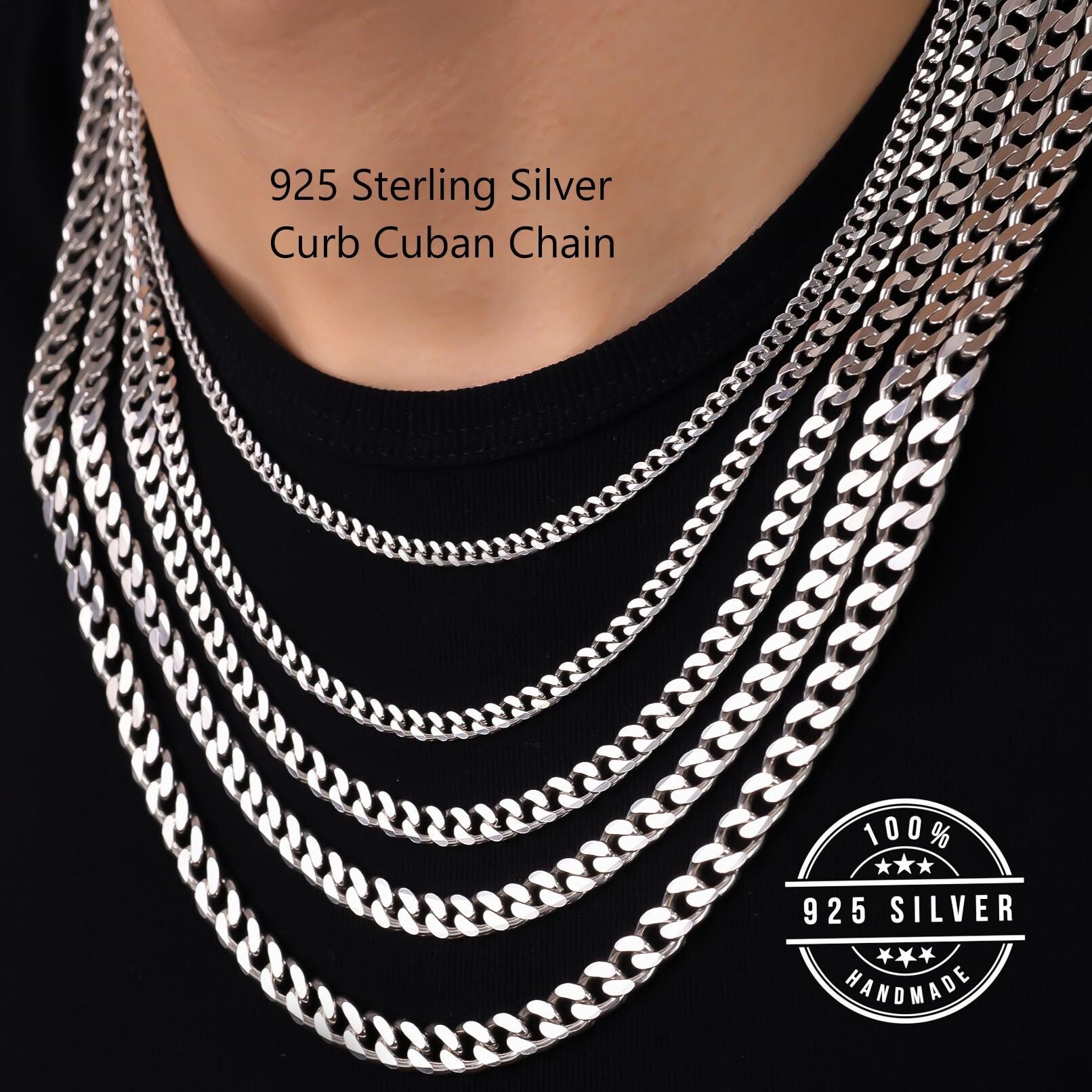 Buy Solid 925 Sterling Silver 4MM Thick Miami Cuban Link Chain Necklace Italian Made Online In India