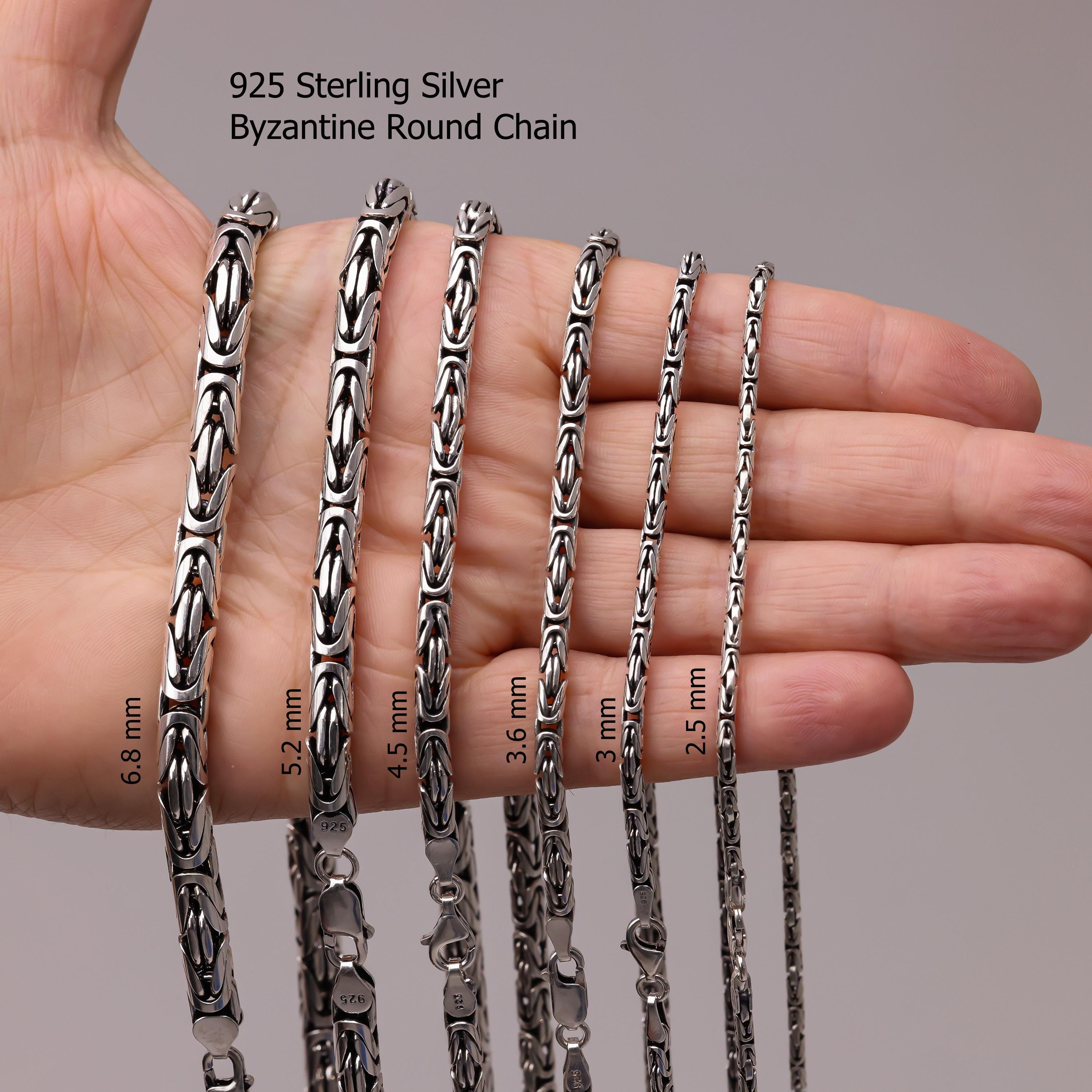 925 Sterling Silver Byzantine Oxidized Chain Necklace Men, Viking