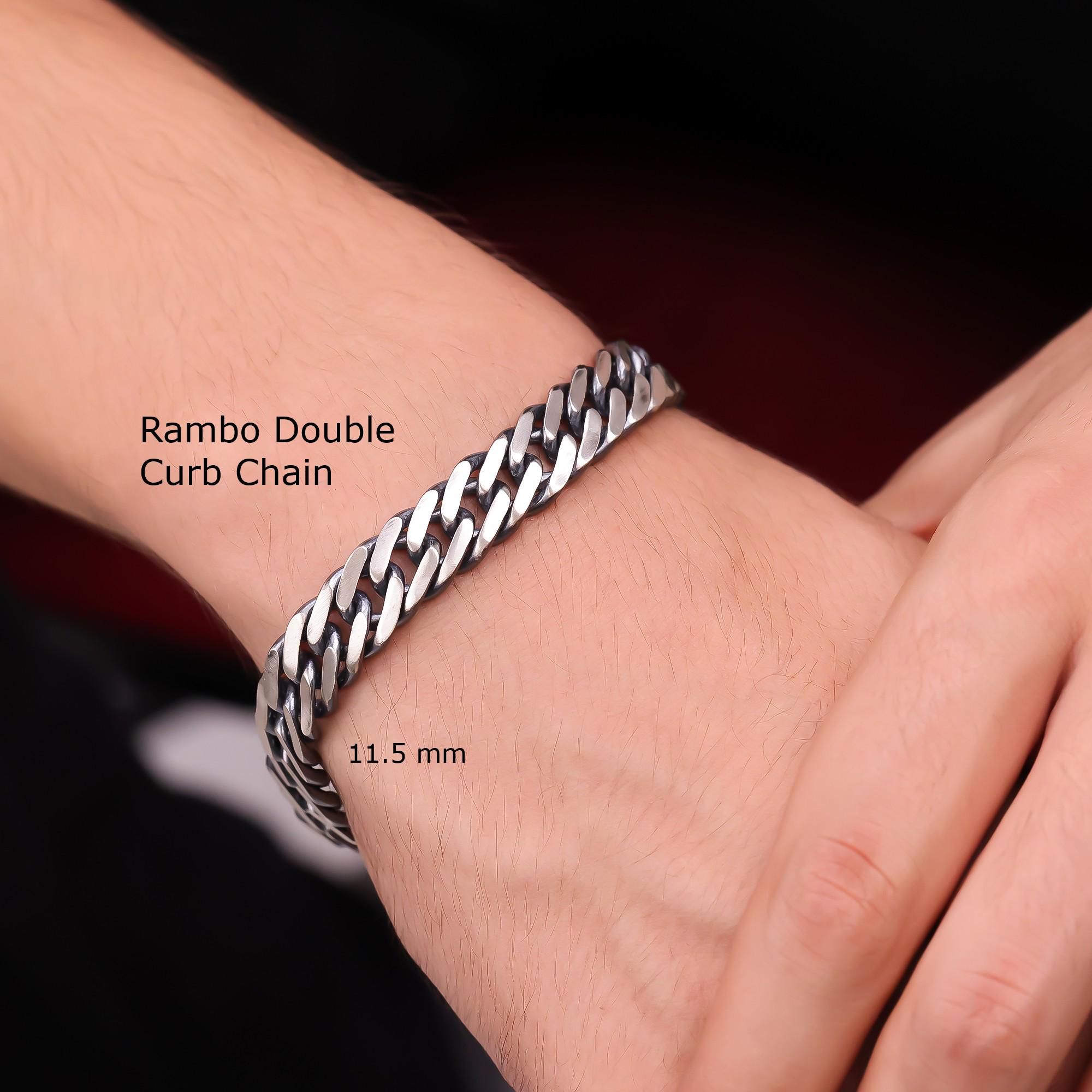 925 Sterling Silver Chain Bracelet Men, Cable Anchor, Cuban