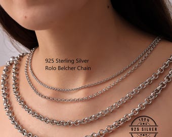 Sterling Silver Belcher Rolo Chain 5mm x 7mm Oval Link Necklace Genuine 925 NEW | Australia