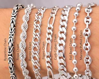 925 Sterling Silver Chain Bracelet Women Men, Euro Byzantine