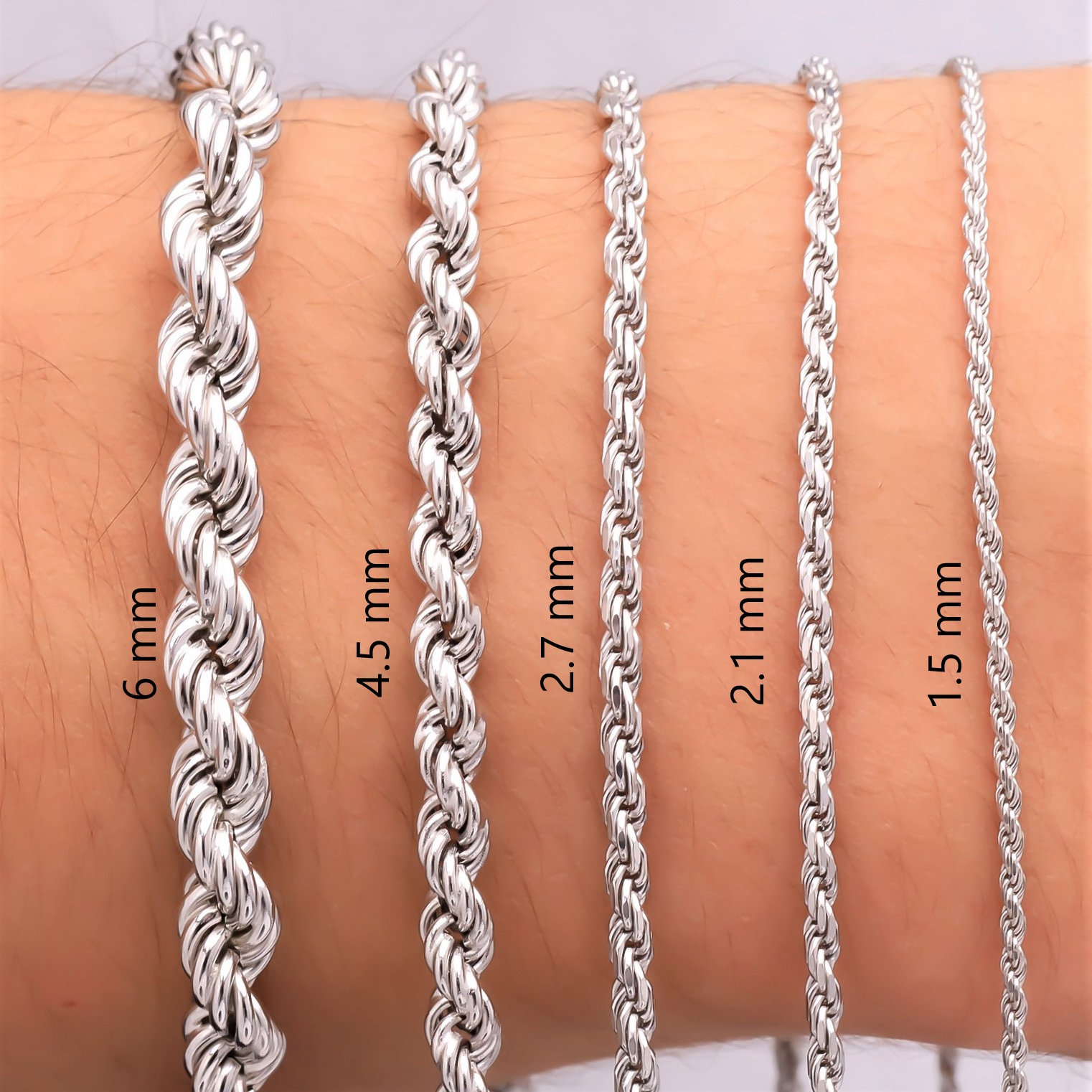 925 Sterling Silver Diamond Cut Rope Bracelet For Women & Men 2MM 7 inch :  Everything Else - Amazon.com