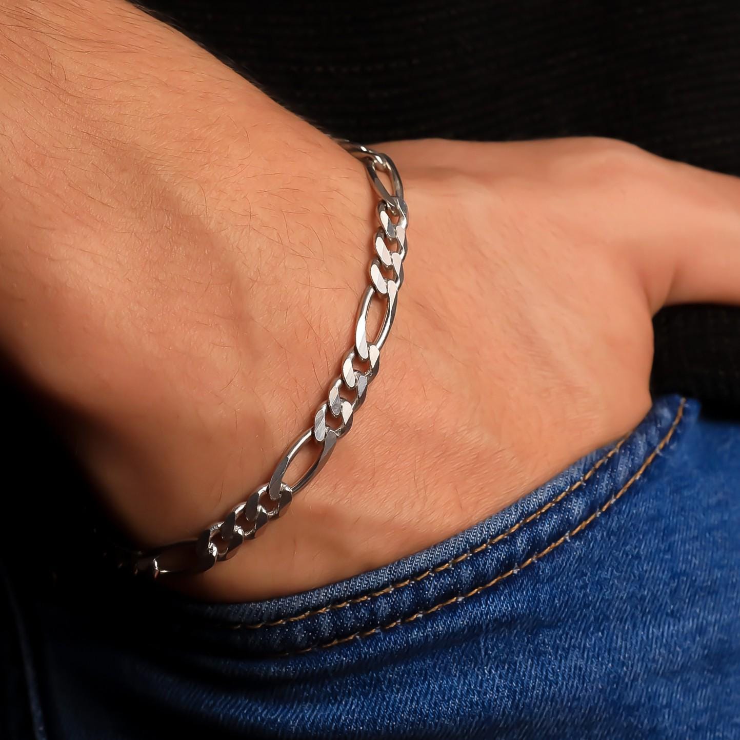 925 Sterling Silver Chain Bracelet Women Men, Euro Byzantine