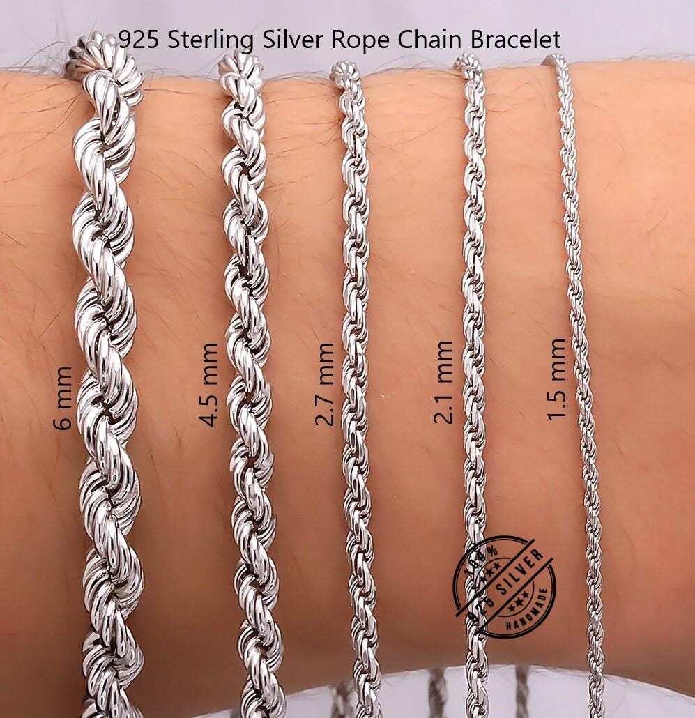925 Sterling Silver Chain Bracelet Women Men, Euro Byzantine