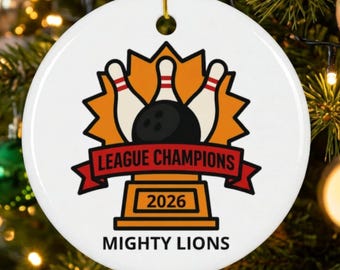 Bowling Team Ornament, Personalized League Champions Ornament with Team Name & Year, Bowling Champion Trophy Keepsake, Bowling Team Gift