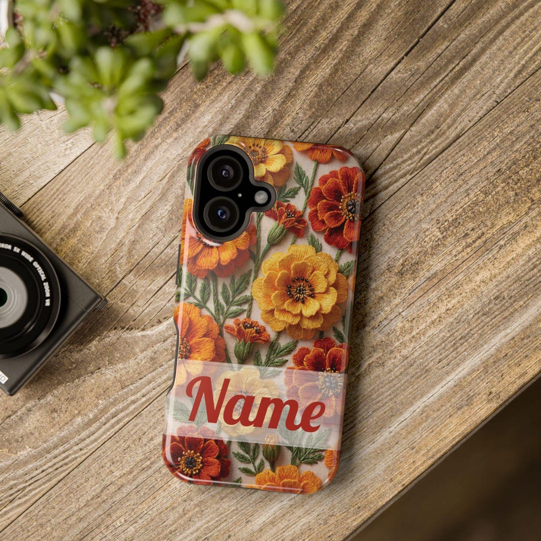Personalized October Birth Flower Marigold Floral Magsafe iPhone Case ...
