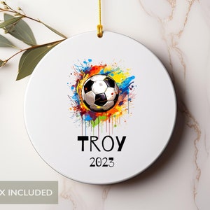 Personalized Soccer Ornament - Soccer Gifts -  Kids Christmas Ornament - Grandson Gift - Granddaughter Gift