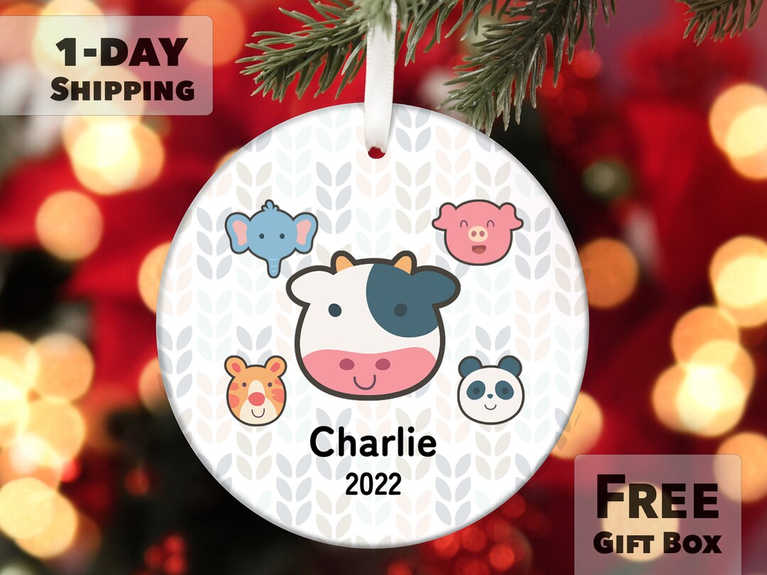 Cute Animals Christmas Ornament 2023, Kids Christmas Ornament, Personalized Baby Ornament, Gift