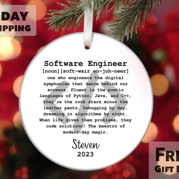 Software Engineer Personalized Ornament, Personalized Software Developer Gift, Computer Gift, Personalized Gift, Christmas Ornament