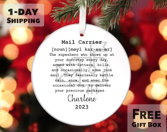 Mail Carrier Christmas Ornament: Personalized Porcelain USPS Gift