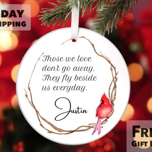 Personalized Cardinal Memorial Ornament,  Custom In Loving Memory Christmas Ornament, Remembrance Ornament, Christmas Ornament