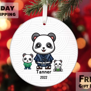 Panda Ninja Martial Arts Christmas Ornament 2024, Kids Christmas Ornament, Personalized Ninja Ornament, Cute Boys Christmas Ornament