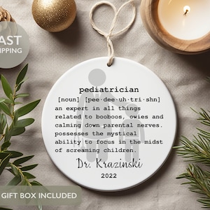 Pediatrician Personalized Ornament, Personalized Pediatrician Gift, Doctor Gift, Personalized Gift, Christmas Ornament, Custom Ornament
