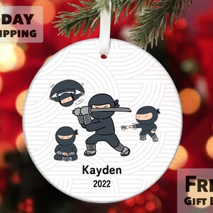 Ninja Christmas Ornament 2024, Kids Christmas Ornament, Personalized Ninja Ornament, Cute Boys Christmas Ornament