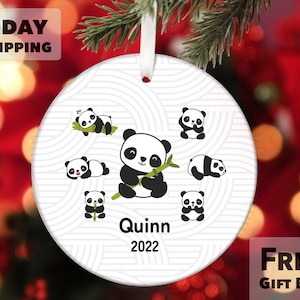 Panda Bear Christmas Ornament 2024, Kids Christmas Ornament, Personalized Baby Ornament, Cute Kids Christmas Ornament, First Christmas