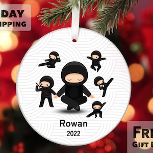 Ninja Christmas Ornament 2024, Kids Christmas Ornament, Personalized Ninja Ornament, Cute Boys Christmas Ornament