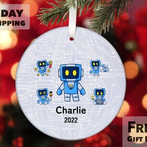 Robot Christmas Tree Ornament Personalized 2023, Robot Gift For Kids, Kids Christmas Ornament, Cute Kids Christmas Ornament