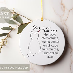Personalized Pet Memorial Ornament - Pet Memorial Gift - Cat Memorial Ornament - Cat Remembrance - Cat Memorial Gift