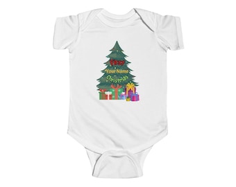 Personalized Christmas Tree Infant Bodysuit | Custom Name Holiday Onesie