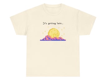 it's getting late - pixel gaming inspired t-shirt - Unisex Heavy Cotton Tee