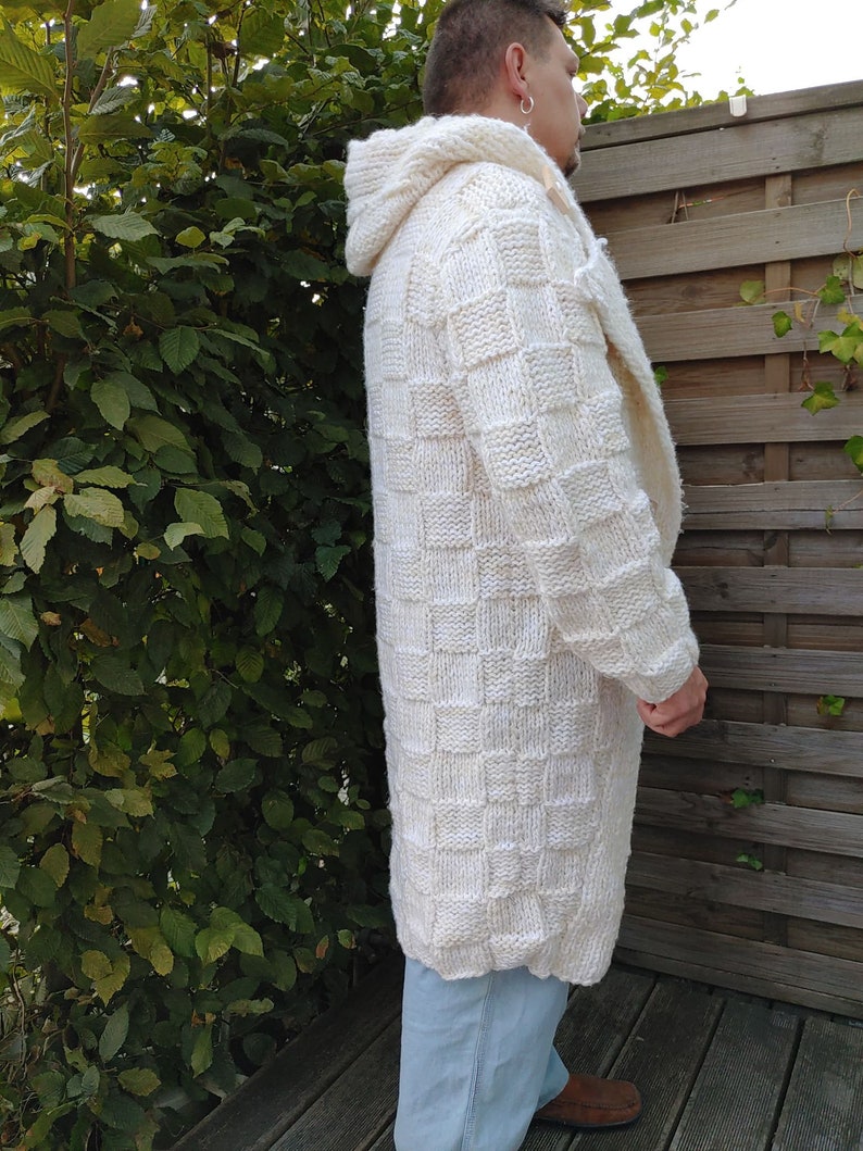 MEN S Avant garde Knitted Coat With a Hood With Made From 100% Wool Etsy