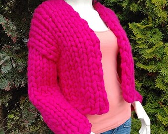 SUPER CHUNKY Patchwork Cardigan made from merino wool