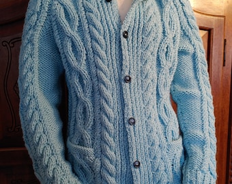 MEN'S cardigan with pockets hand knitted from 100% wool
