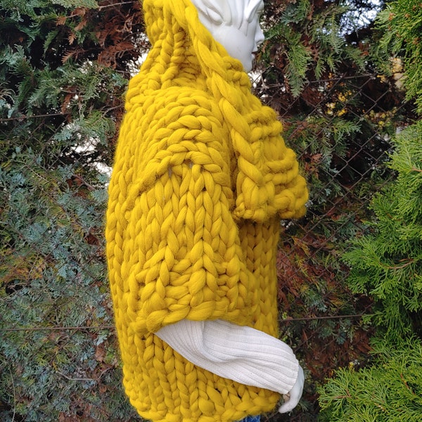 Gilet tricoté à la main super épais de laine mérinos géante VENTE