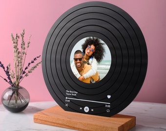 Disque vinyle personnalisé - Cadeau de la Saint-Valentin - Cadeau d'anniversaire de mariage - Cadeau de 1er anniversaire de mariage pour lui - Cadeau pour petit ami - Cadeaux pour femme