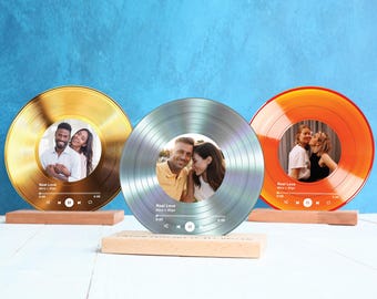 Personalized Photo Vinyl Record Song Plaque, Anniversary Gift, Bidthday, Valentines Couple Memory