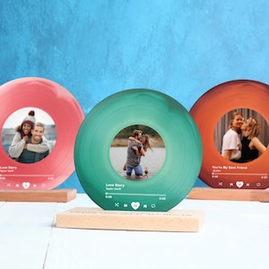Personalized Vinyl Record with Photo: Acrylic Song Plaque, Anniversary Gift for Friends, Birthday Gift for Her Him, Christmas Gifts for Him