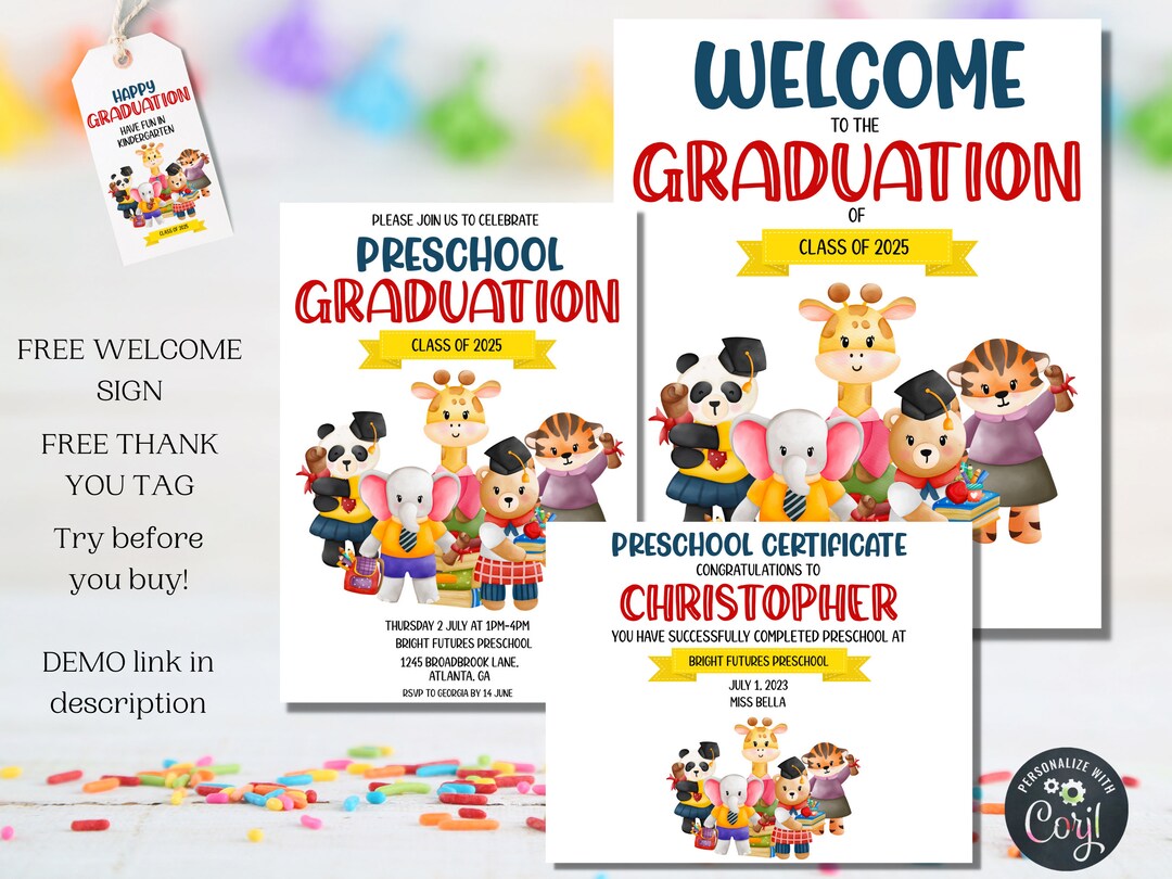 Preschool Graduation Party Invitations Kindergarten Graduation Invite