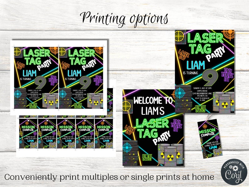 Laser Tag Birthday Invitation Laser Tag Invite Digital Kids Party Invite Printable Birthday ...