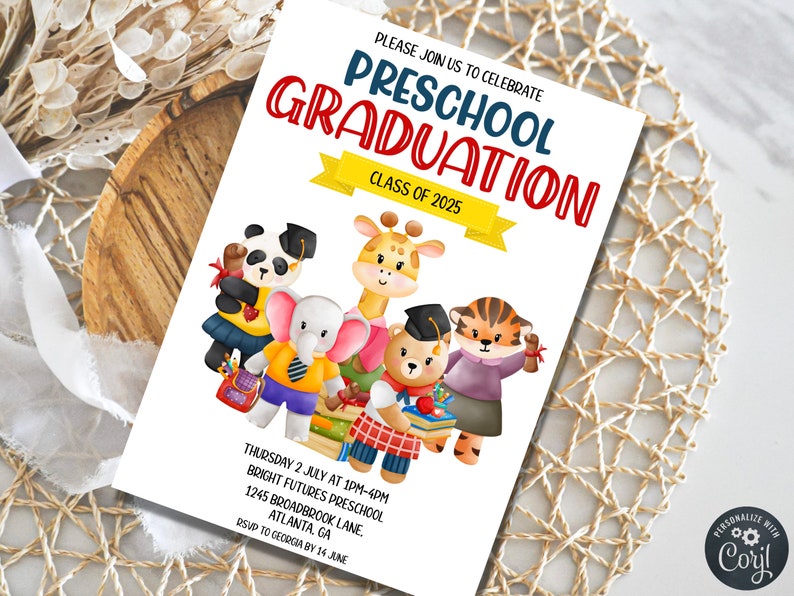 Preschool Graduation Party Invitations Kindergarten Graduation Invite ...