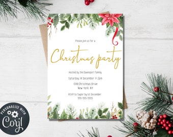 Christmas party invitations instant download | Christmas party flyer | Office christmas party invitation