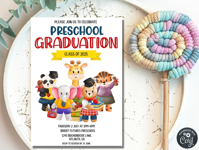 Preschool Graduation Party Invitations Kindergarten Graduation Invite