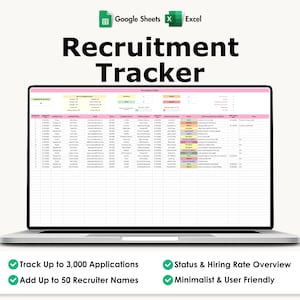 Recruitment Tracker, Excel, Google Sheets, Candidate, Job Applicant, Interview Scheduling, Hiring Theme 2