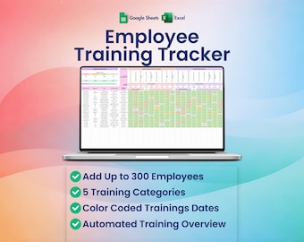 Employee Training Tracker, Excel, Google Sheets,Team Skill Matrix, Certification Template, Expiry, Overdue, Theme 1