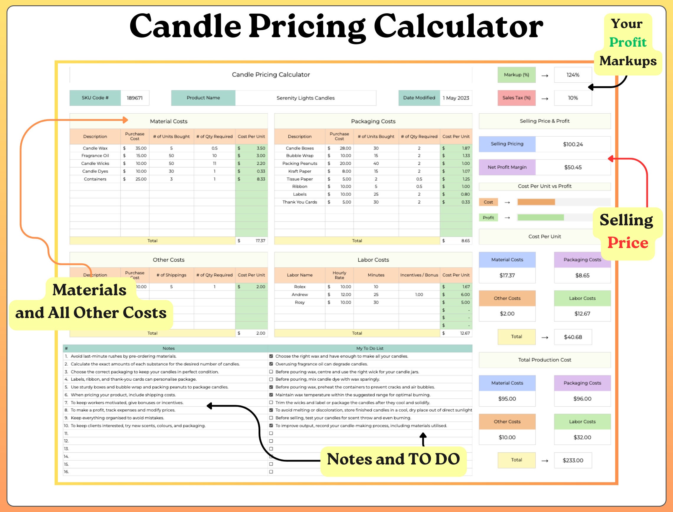 Candle Making Calculator Candle Worksheet Candle Etsy